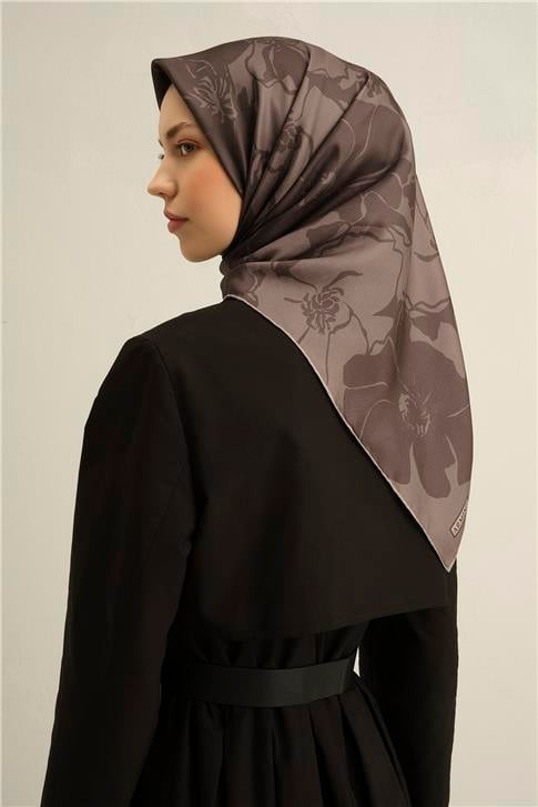 Armine Çiçek Desenli Saf İpek Twill Eşarp 9344D 46