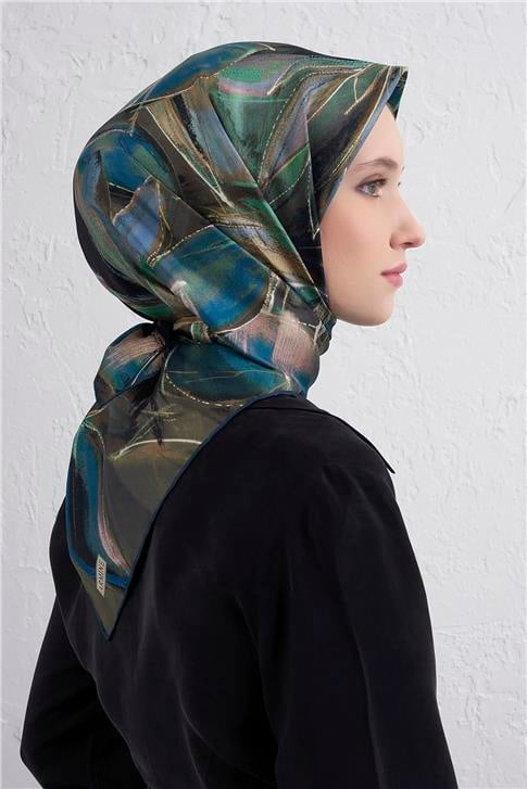 Armine Çiçek Desenli Saf İpek Twill Eşarp 9406D 35