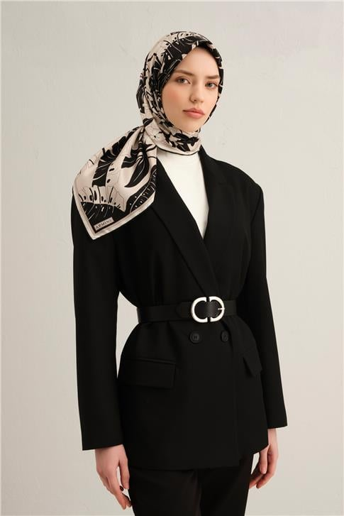 Armine Çiçek Desenli Saf İpek Twill Eşarp 9353D 04
