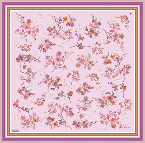 Armine Çiçek Desenli Saf İpek Twill Eşarp 9316D 50