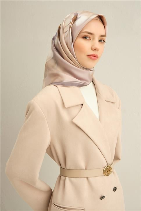 Armine Çiçek Desenli Saf İpek Twill Eşarp 9305D 06