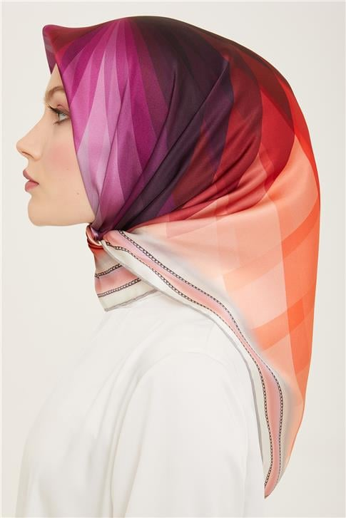 Armine Çiçek Desenli Twill İpek Eşarp 24Ya9112 34 21