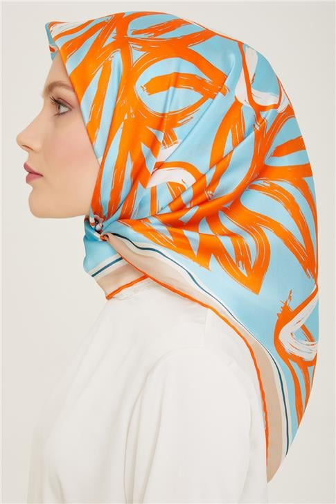 Armine Çiçek Desenli Twill İpek Eşarp 24Ya9123 5 37