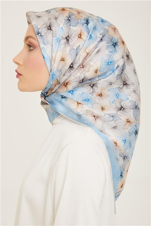 Armine Çiçek Desenli Twill İpek Eşarp 24Ya9108 83 83