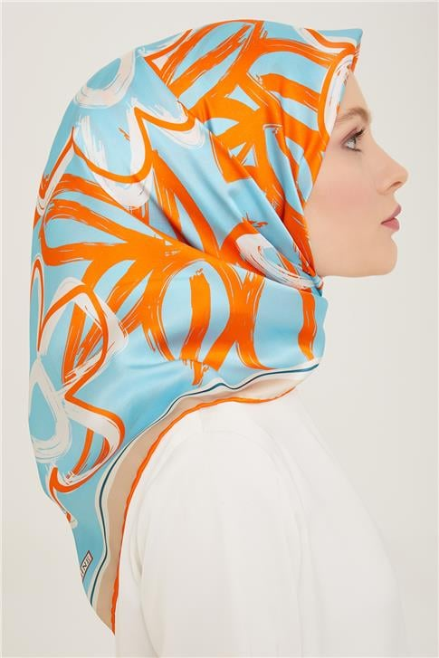 Armine Çiçek Desenli Twill İpek Eşarp 24Ya9123 5 37