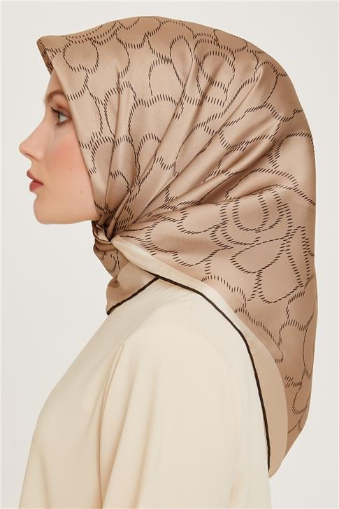 Armine Çiçek Desenli Twill Saf İpek Eşarp 9222D 33
