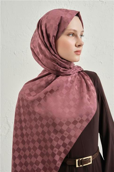 Armine Elegance İpek Pamuk Dama Şal 32 Bordo