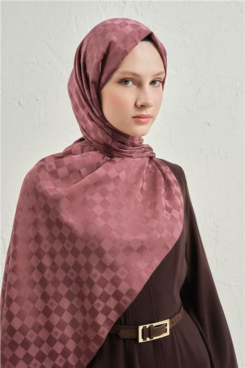 Armine Elegance İpek Pamuk Dama Şal 32 Bordo