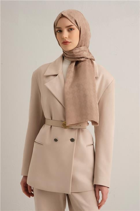 Armine Elegance İpek Pamuk Kare Monogram Şal 9912