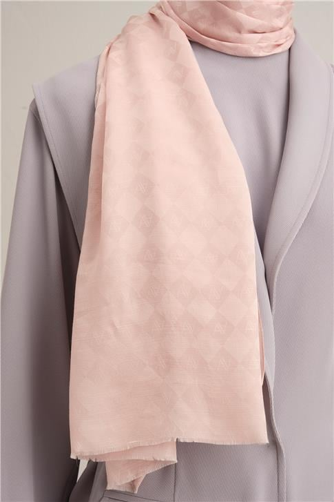 Armine Elegance İpek Pamuk Kare Monogram Şal 10066