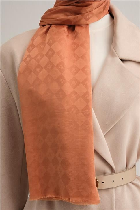 Armine Elegance İpek Pamuk Kare Monogram Şal 10075