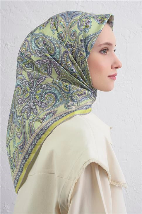 Armine Etnik Desen Saf İpek Twill Eşarp 9421D 83