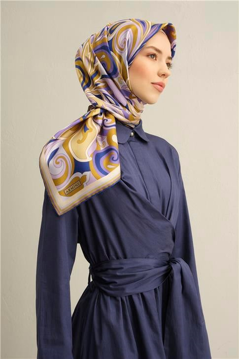 Armine Etnik Desenli Saf İpek Sura Eşarp 9323D 01