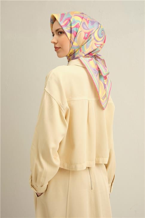 Armine Etnik Desenli Saf İpek Twill Eşarp 9323D 55