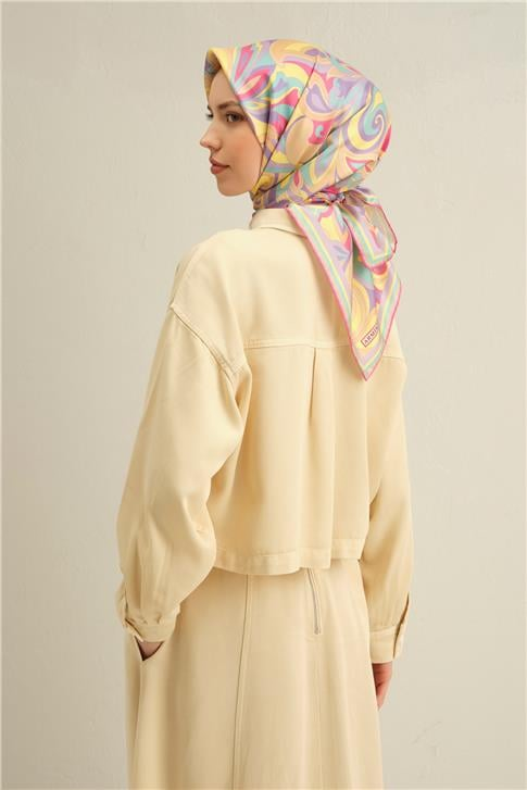 Armine Etnik Desenli Saf İpek Twill Eşarp 9323D 55