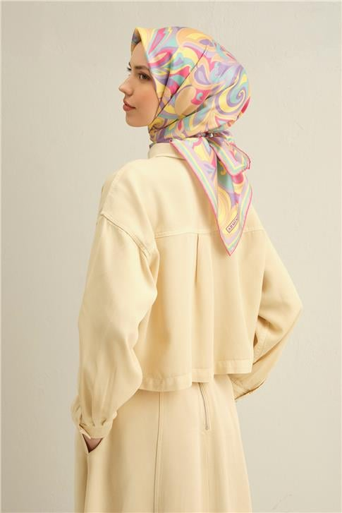 Armine Etnik Desenli Saf İpek Twill Eşarp 9323D 55