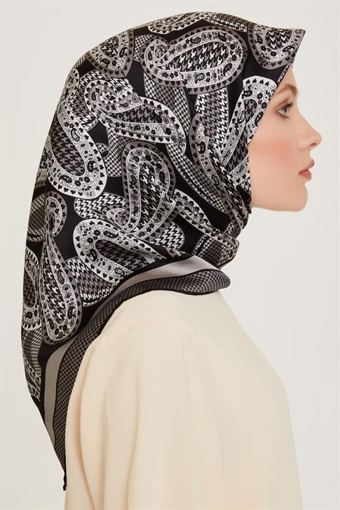 Armine Etnik Desenli Twill Saf İpek Eşarp 9208D 81