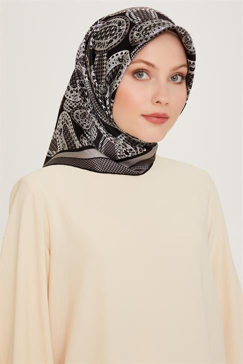 Armine Etnik Desenli Twill Saf İpek Eşarp 9208D 81