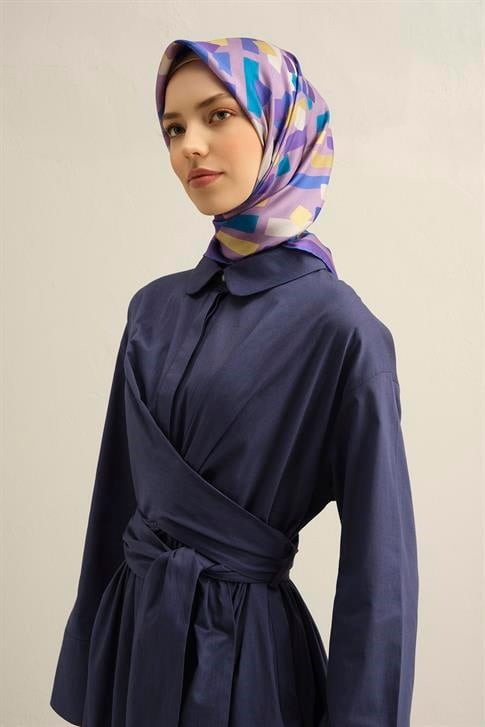 Armine Geometrik Desenli Saf İpek Sura Eşarp 9341D 55