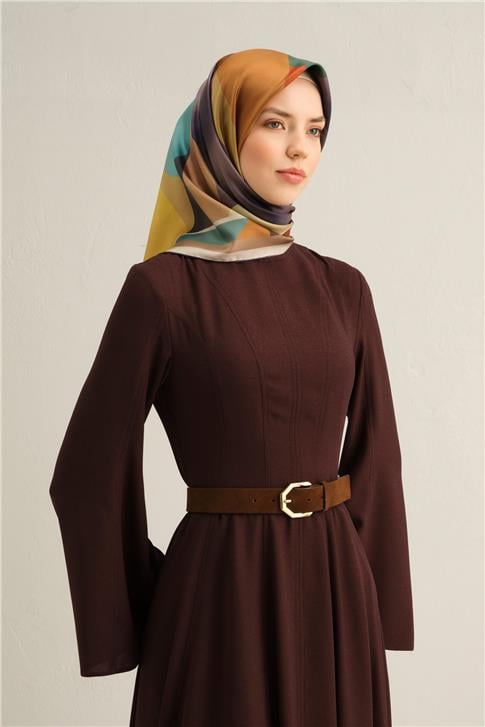 Armine Geometrik Desenli Saf İpek Sura Eşarp 9331D 04