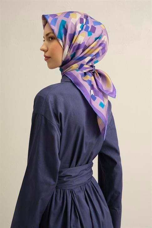 Armine Geometrik Desenli Saf İpek Sura Eşarp 9341D 55