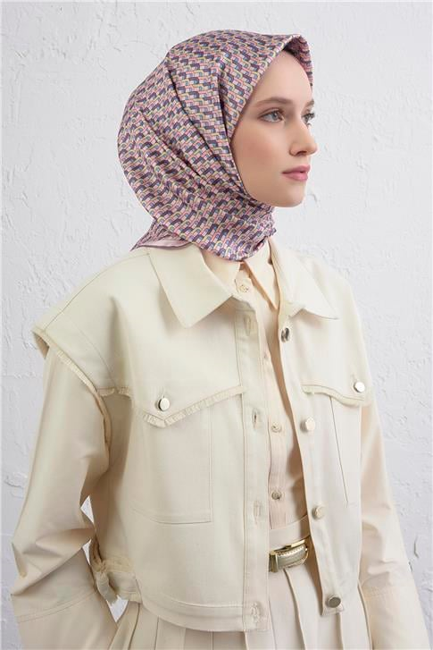 Armine Geometrik Desenli Saf İpek Twill Eşarp 9417D 37