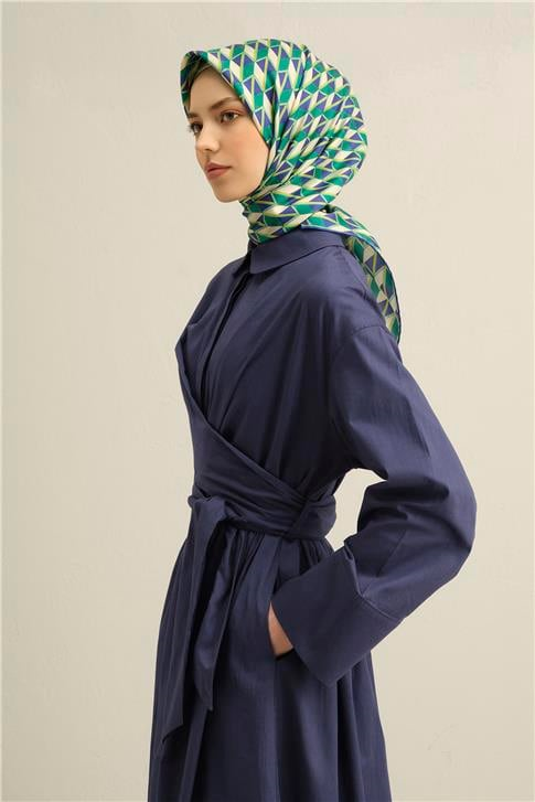 Armine Geometrik Desenli Saf İpek Twill Eşarp 9309D 80