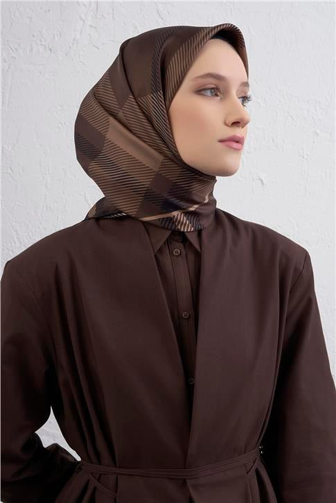 Armine Geometrik Desenli Saf İpek Twill Eşarp 9418D 33