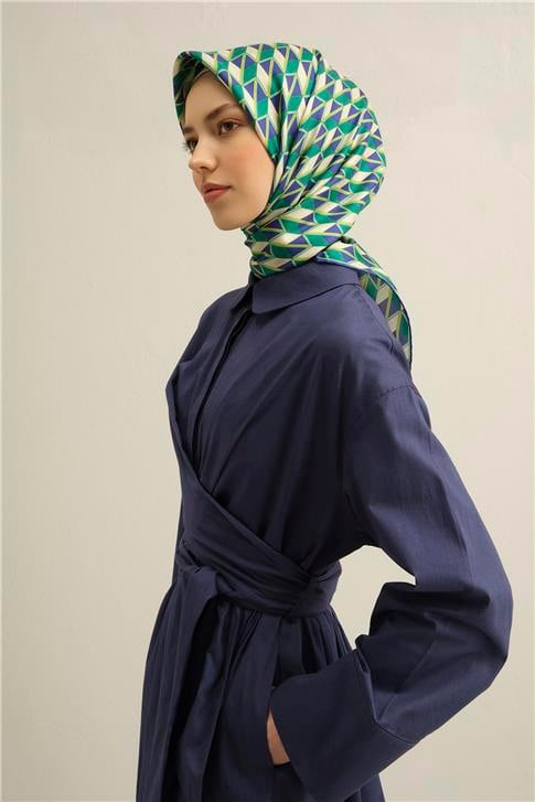 Armine Geometrik Desenli Saf İpek Twill Eşarp 9309D 80