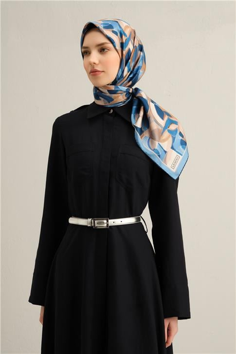 Armine Geometrik Desenli Saf İpek Twill Eşarp 9329D 83