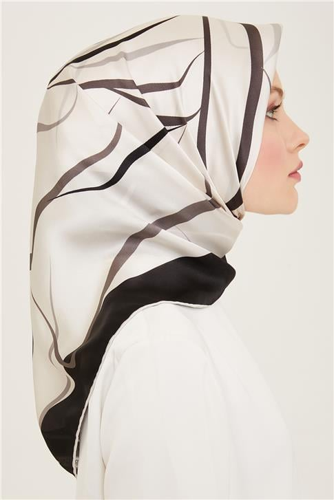 Armine Geometrik Desenli Sura İpek Eşarp 24Ya9118 85