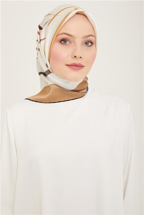 Armine Geometrik Desenli Sura İpek Eşarp 24Ya9118 82