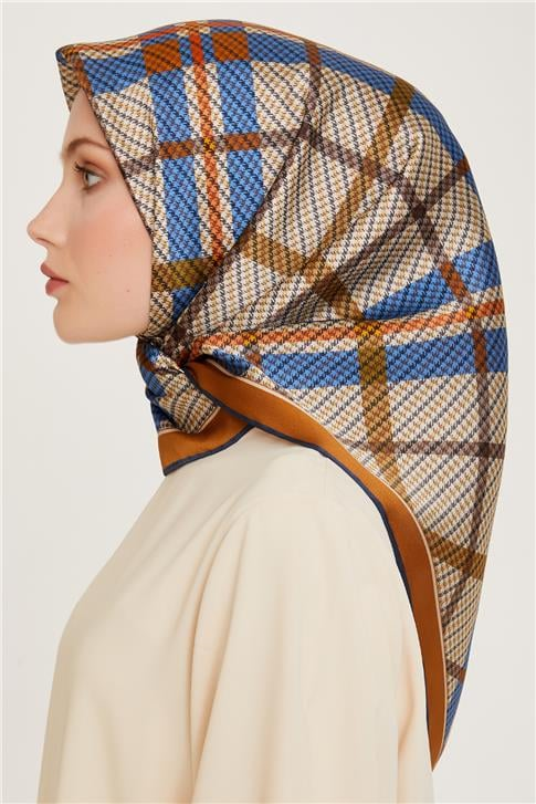 Armine Geometrik Desenli Sura Saf İpek Eşarp 9247D 01