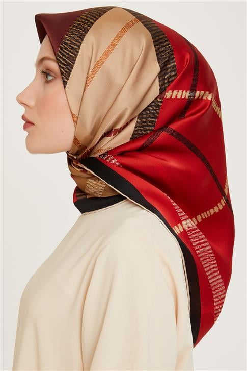Armine Geometrik Desenli Sura Saf İpek Eşarp 9206D 31