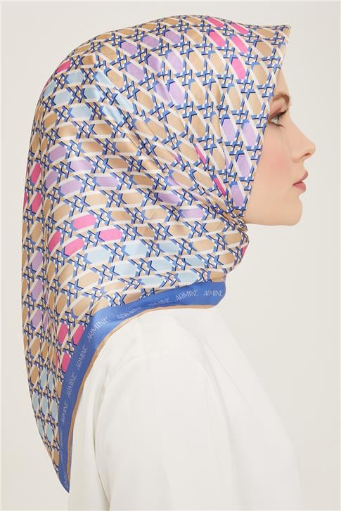 Armine Geometrik Desenli Twill İpek Eşarp 24Ya9144 37 56