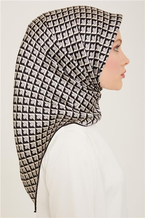 Armine Geometrik Desenli Twill İpek Eşarp 24Ya9109 53 84