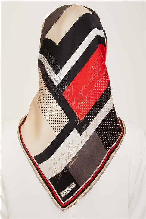 Armine Geometrik Desenli Twill İpek Eşarp 24Ya9138 2 35