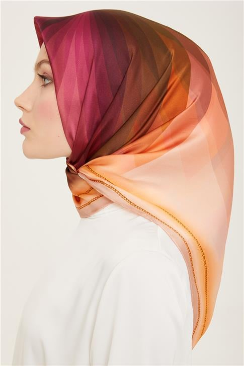 Armine Geometrik Desenli Twill İpek Eşarp 24Ya9113 05
