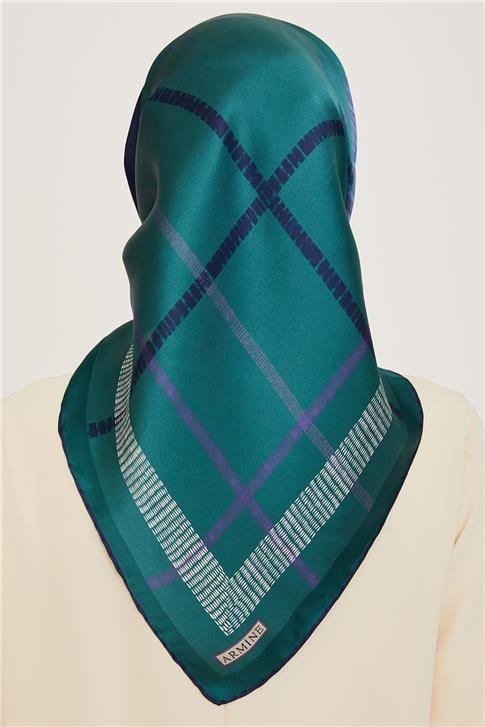 Armine Geometrik Desenli Twill Saf İpek Eşarp 9206D 82