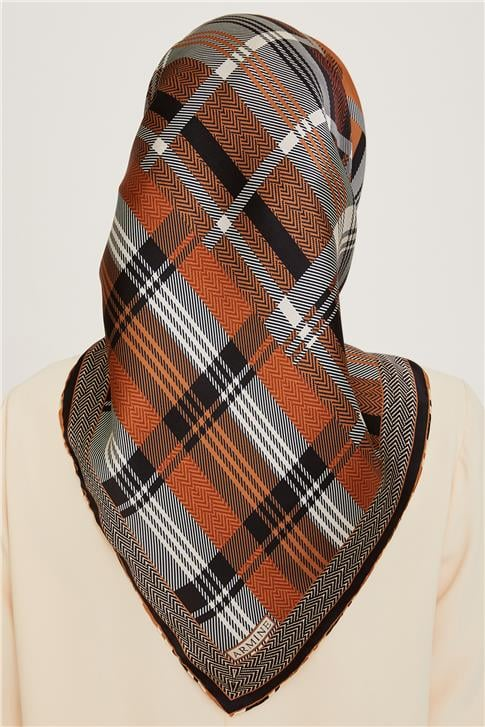 Armine Geometrik Desenli Twill Saf İpek Eşarp 9223D 01
