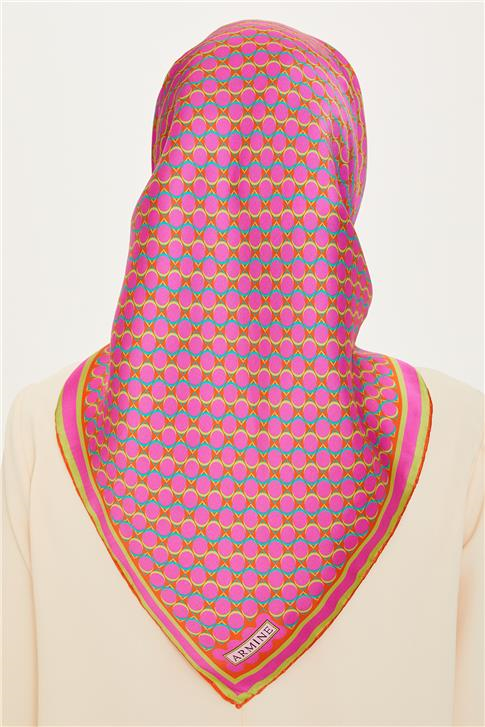 Armine Geometrik Desenli Twill Saf İpek Eşarp 9226D 12