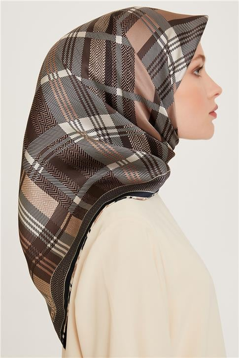 Armine Geometrik Desenli Twill Saf İpek Eşarp 9223D 32