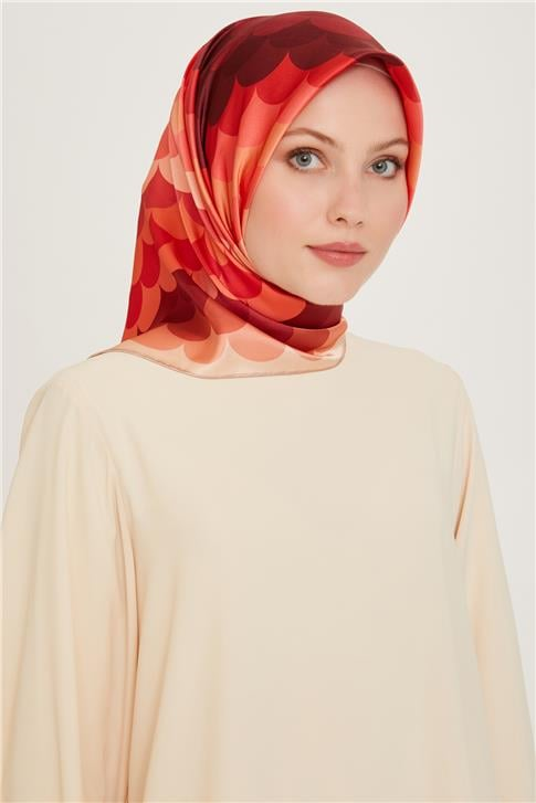 Armine Geometrik Desenli Twill Saf İpek Eşarp 9212D 81 32