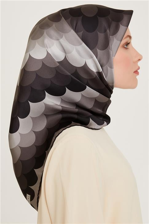 Armine Geometrik Desenli Twill Saf İpek Eşarp 9212D 81 81