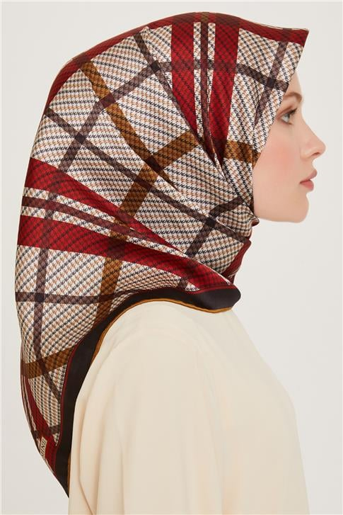 Armine Geometrik Desenli Twill Saf İpek Eşarp 9247D 82
