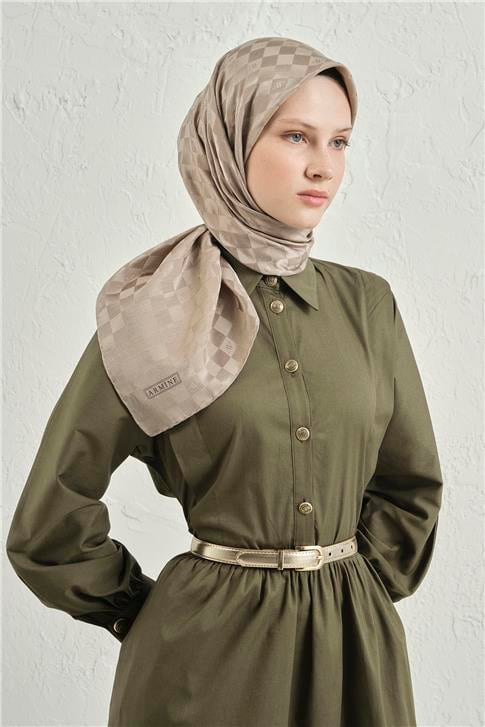 Armine Jakarlı İpek Pamuk Dama Eşarp 26 08