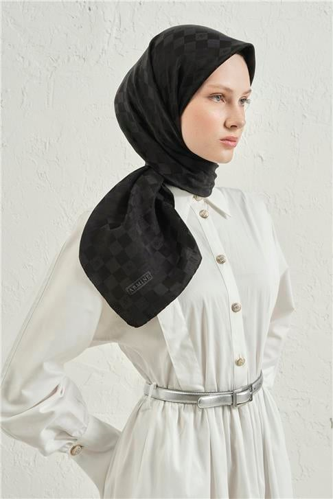 Armine Jakarlı İpek Pamuk Dama Eşarp 26 01