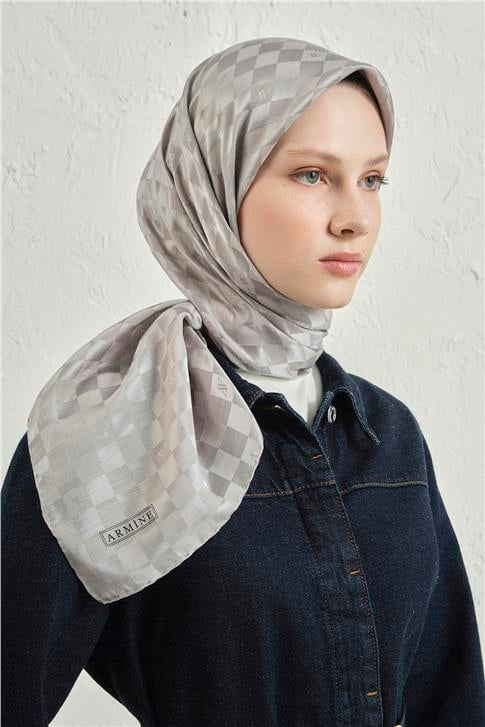 Armine Jakarlı İpek Pamuk Dama Eşarp 26 22