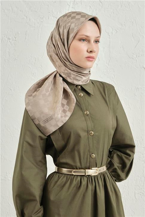 Armine Jakarlı İpek Pamuk Dama Eşarp 26 08