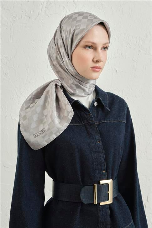 Armine Jakarlı İpek Pamuk Dama Eşarp 26 22